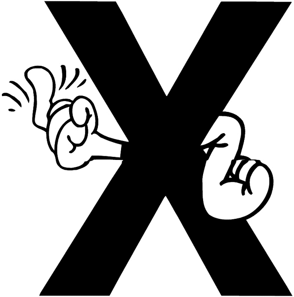 Large 'X' with hands vinyl sticker. Customize on line. Politics 074-0043